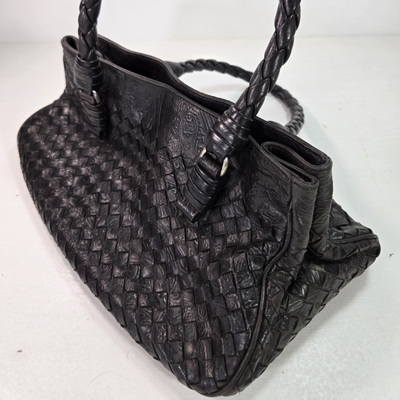 Bottega Veneta Woven Embossed Leather Dark Brown Tote Bag - Picture 2 of 15